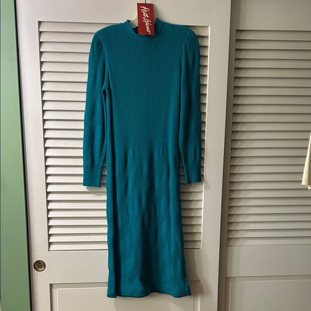 Vintage 90s Keith Adams sz6 Teal LS Dress.Estate item.$$$ on another site - Picture 4 of 15
